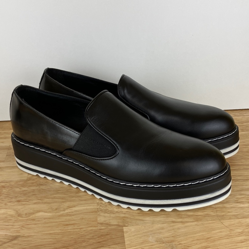 Antica Cuoieria Black Leather Platform Loafers Made in Italy